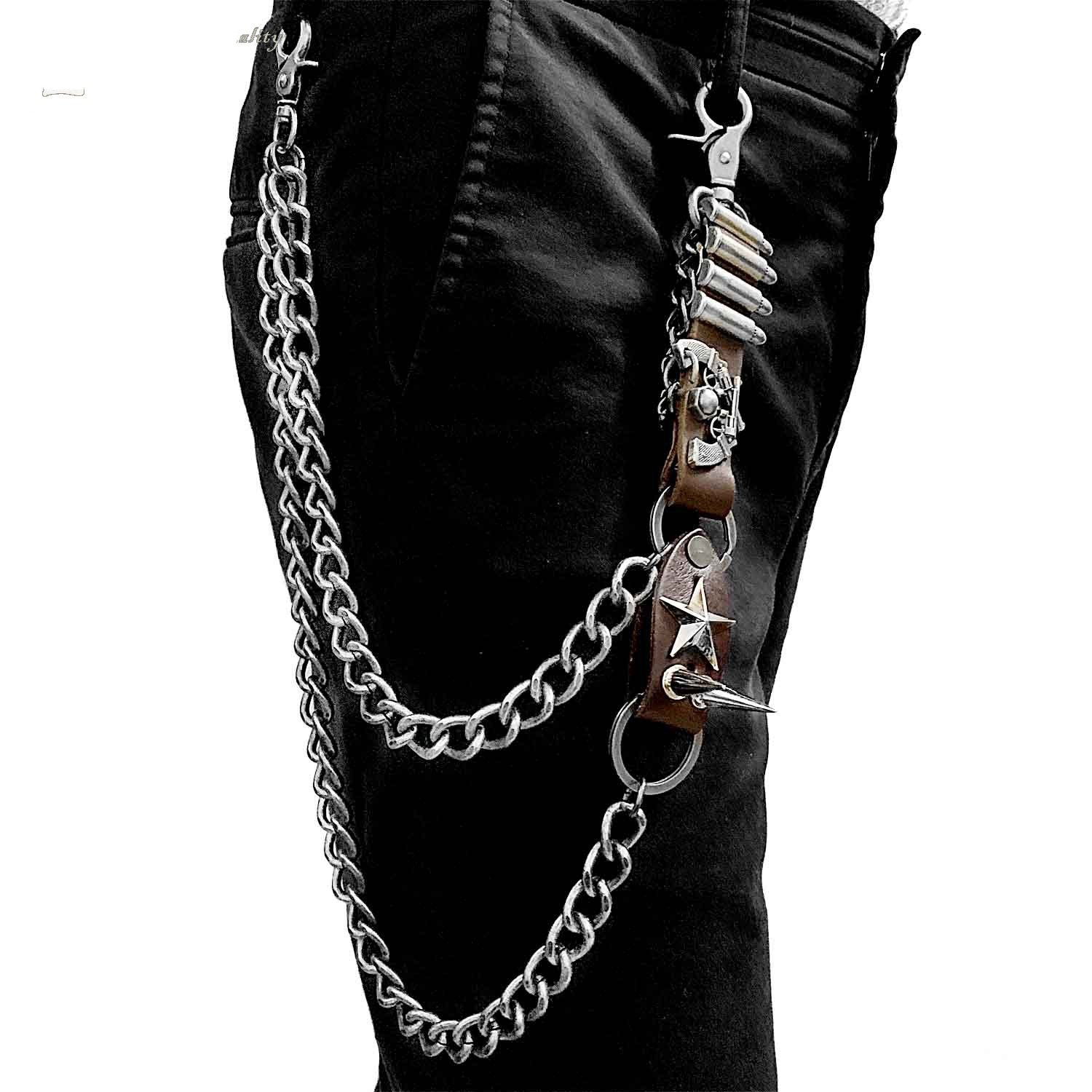 Badass Gold Double Long Skull Biker Wallet Chain Pants Chain wallet Ch