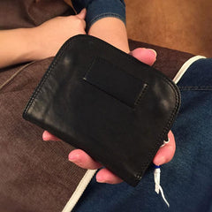 Genuine Leather Mens Cool billfold Long Leather Wallet Men Small Wallets Bifold for Men