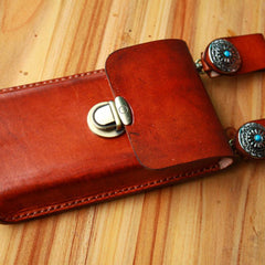 Handmade Cool Leather Belt Pouch Mens Waist Bag Cell Phone Holsters for Men