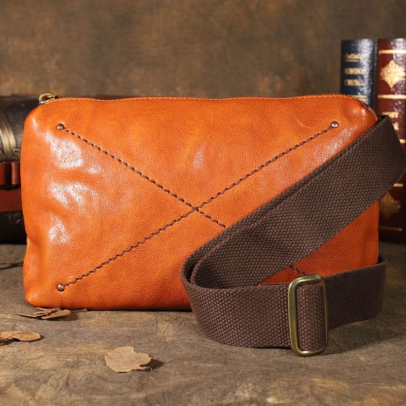 Handmade Leather Sling Bag Stylish Chest Bag Mens Messenger Bag