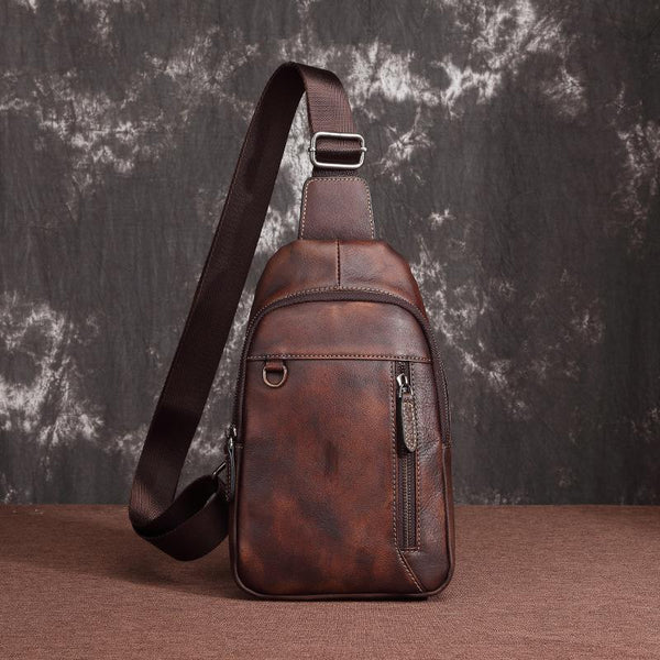 Casual Leather One Shoulder Backpack 10 inch - Back View