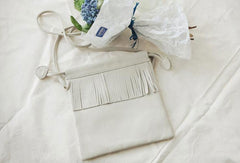 Genuine Leather Shoulder Bag Tassel Crossbody Bag Handbag Purse For Women - EverHandmade