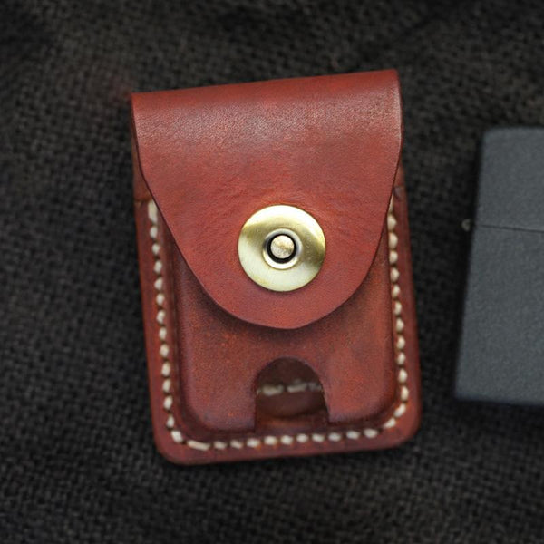 Cool Red Brown Handmade Leather Mens Classic - Back View