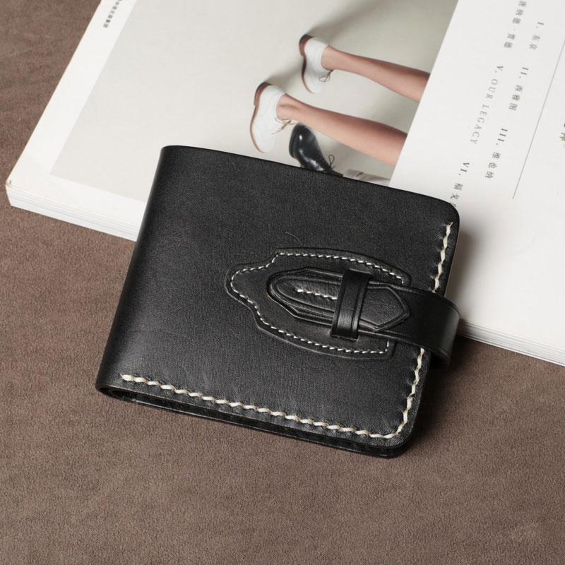Handmade Leather Mens Cool Slim Leather Small Wallet Men billfold Wallets for Men