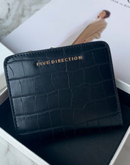 Cute Women Blue Vegan Leather Small Wallet Crocodile Pattern Billfold with Coin Pocket For Women