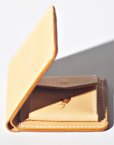 Handmade LEATHER Beige Womens Bifold Small Wallet Cute Leather Small Wallet FOR Women