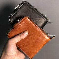 Genuine Leather Mens Cool billfold Leather Wallet Men Small Wallets Bifold for Men