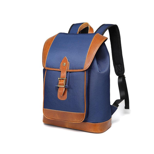 Blue Nylon Leather Mens Large 14'' Laptop Backpack College Backpack Travel Backp LST01991013
