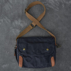 Canvas Leather Mens Womens Dark Gray Vintage Side Bag Khaki Messenger Bag Small Shoulder Bag For Men