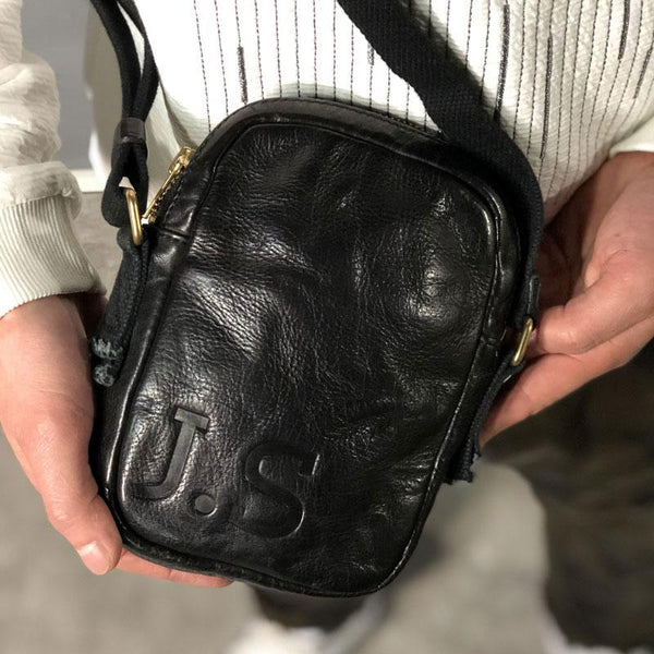 Handmade Genuine Leather Mens Cool Messenger Bag - Back View