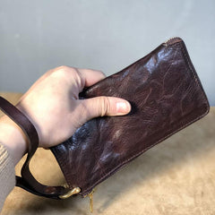 leather zip wallet mens long leather wallet zip around wallet long wallets for men 
