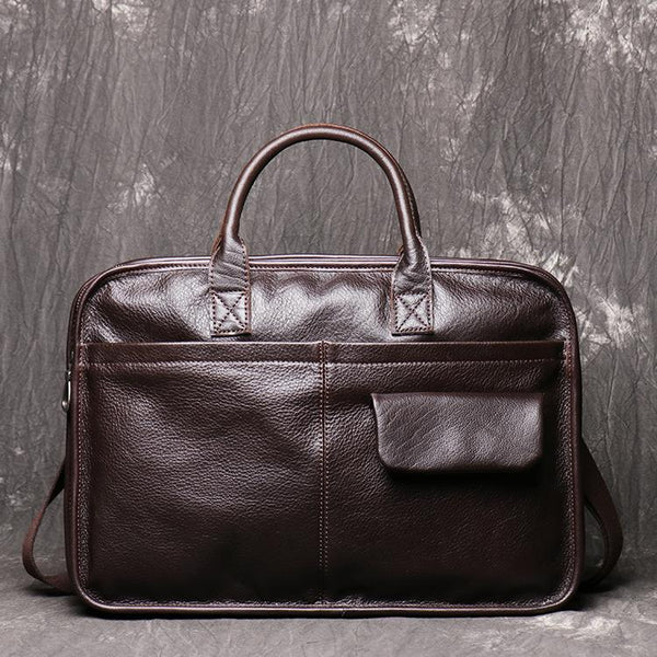 Dark Brown Leather Mens 15 inches Large - Back View