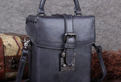 Genuine Leather Handbag Vintage Box Crossbody Bag Geometric Shoulder Bag Purse For Women