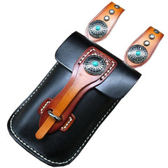 Handmade Black Leather Waist Bag Belt Pouch Belt Small Messenger Bag Side Bags For Men