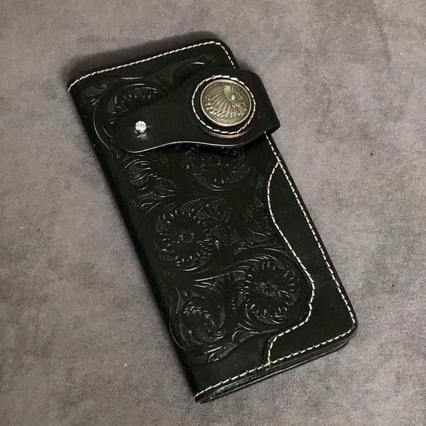 Badass Black Handmade Leather Men's Long Biker - Back View