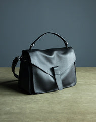 Cute Dark Gray Leather Womens Satchel Handbag Satchel Shoulder Bag Mini Satchel Bag for Women