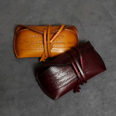Handmade Vintage LEATHER MEN'S Womens Sunglasses Box - Back View