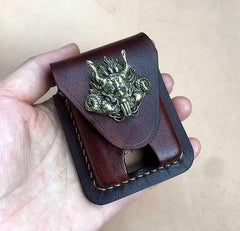 Handmade Brown Leather Mens Classic Zippo Lighter Case Zippo Lighter Pouch with Belt Loop For Men