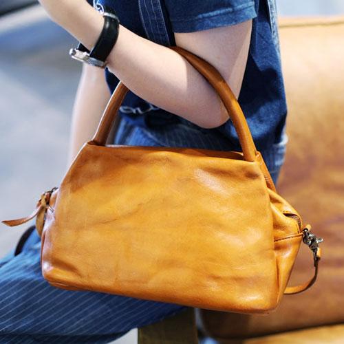 Top Handle Satchel Bag Brown Leather Satchel Purse - Annie Jewel