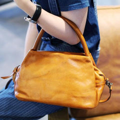 Top Handle Satchel Bag Brown Leather Satchel Purse - Annie Jewel