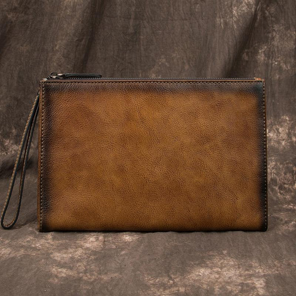 COOL MEN LEATHER Yellow Wristlet Bag LONG - Back View