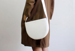 Genuine Leather Round Saddle Purse Bag Shoulder Bag for Women Leather Crossbody Bag - EverHandmade