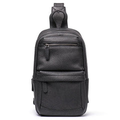 Cool Black Leather Men's Sling Bag Chest Bag Sling Crossbody Bag Brown One Shoulder Backpack For Men