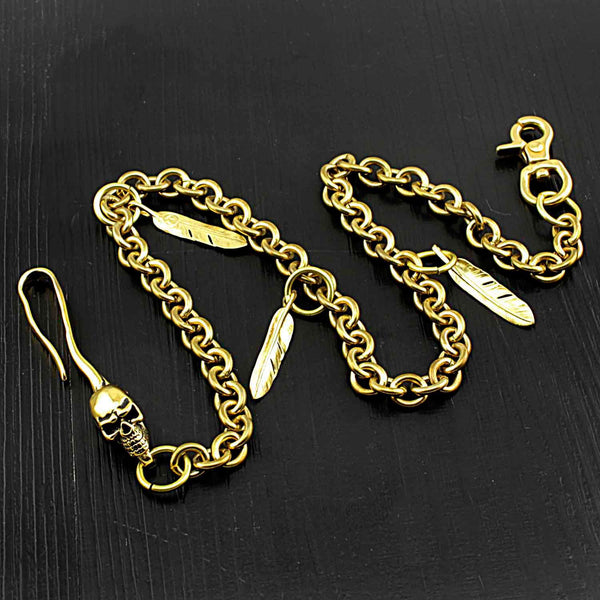 Badass Brass SKull Long Wallet CHain Biker wallet Chain Gold Pants Chains For Me WG00781033