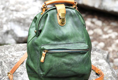 Handmade Leather cute backpack bag shoulder bag green women leather purse - EverHandmade