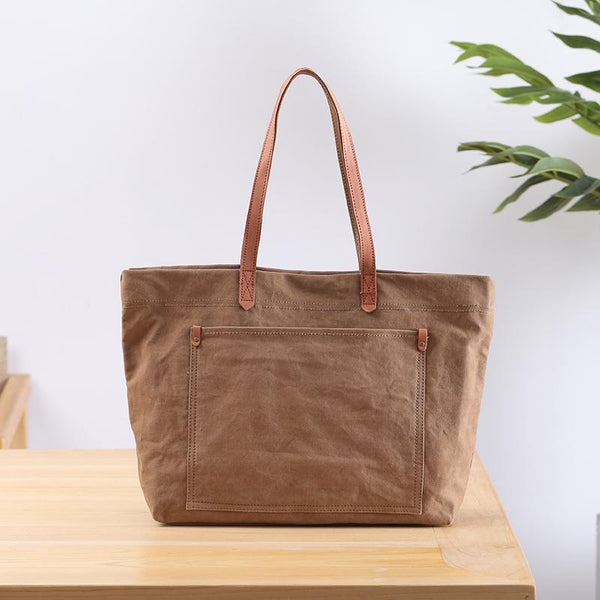 Khaki crossbody tote bag canvas