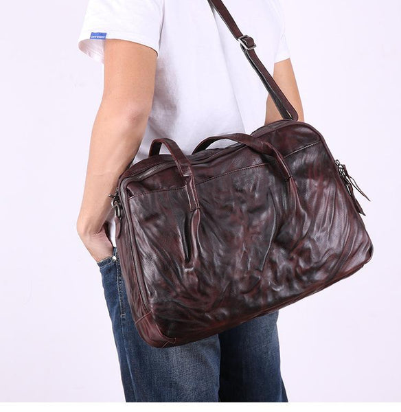 Coffee Leather Men's 14 inches inches Large - Back View