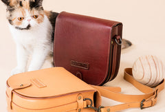 Handmade Leather Purse Saddle Bag Round Circle Bag Messenger Bag Crossbody Bag Shoulder Bag Purse For Women - EverHandmade