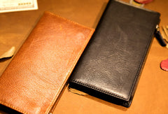 Genuine Leather Wallet Clutch Zip Cards Wallet Long Wallet Befold Wallet For Men Women - EverHandmade
