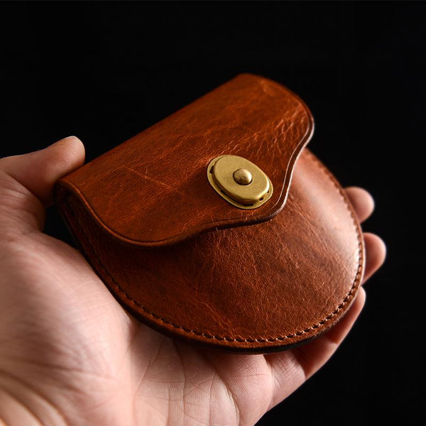 Cool Black Leather Mens Small Coin Wallet - Back View