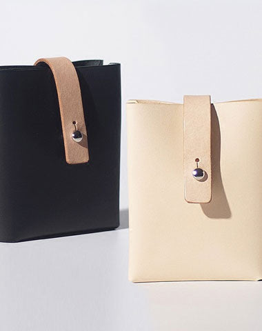 Handmade LEATHER Black Beige Womens Bifold Small Wallet Cute Leather Small Wallet FOR Women