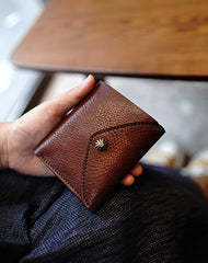 Envelope Womens Tan Leather Billfold Wallet Small Wallet with Coin Pocket Mini Envelope Wallet for Ladies