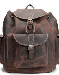Cool Leather Mens School Backpack Vintage Travel Backpack Satchel Backpack for Men