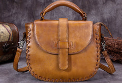 Genuine Leather Handbag Woven Vintage Crossbody Bag Shoulder Bag Purse For Women - EverHandmade