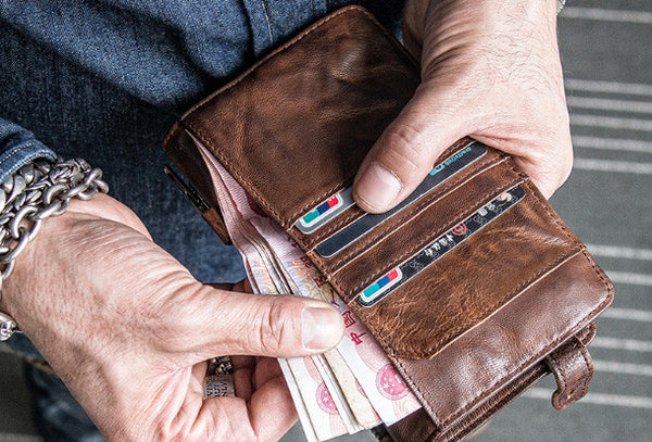 Mens Bifold Leather Wallet With Pen Holder Cool Leather Wallet With Phone Pocket MB01692003