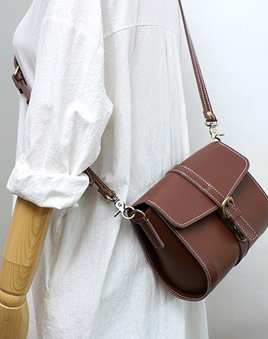 Cute LEATHER Small Side Bag Coffee WOMEN SHOULDER BAG Small Crossbody Purse FOR WOMEN