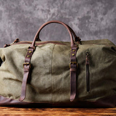 luggage canvas bag​ Green Canvas Duffle Bag Waxed Canvas Duffle Bag Canvas and Leather Duffle Bag Weekender Duffle Bag