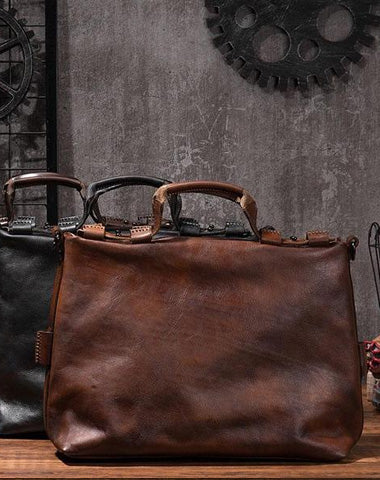Cool Leather Mens Briefcase 14inch Laptop Bag Work Handbag Shoulder Bag Business Bag for Men