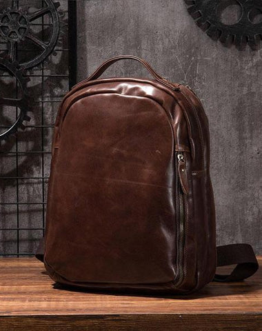 Cool Mens Leather School Backpack Satchel Backpacks Leather Travel Backpack for Men