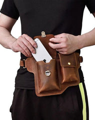 TRENDY LEATHER MENS FANNY PACK FOR MEN BUMBAG Vintage WAIST BAG for Men