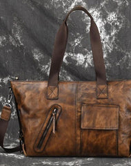Casual Black Brown Leather Men Handbag Overnight Bags Travel Bags Weekender Bags For Men