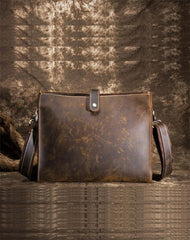 Cool Vintage Brown Leather Mens Messenger Bag Side Bag Work Bag Shoulder Bag for Men