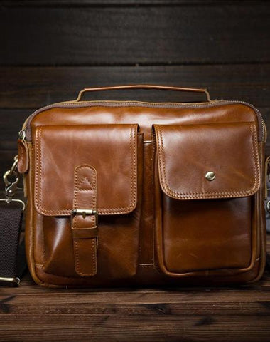 Cool Leather Small Side Bag Handbag Work Bag Business Bag Shoulder Bags For Men