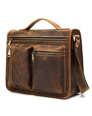 Cool Leather Mens Vintage Brown Small Side Bag Messenger Bag Shoulder Bag for Men