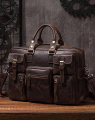Vintage Leather Mens Travel Bag Cool Overnight Bag Work Handbag Business Bag for Men