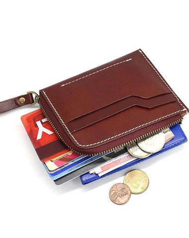 Leather Mens Front Pocket Wallets Small Slim Wallet billfold Card Wallet Change Wallet for Men